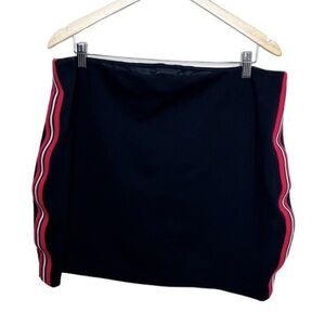Express Women's Side Stripe Red Black Mini 90's Retro Pencil Fitted Tight Skirt